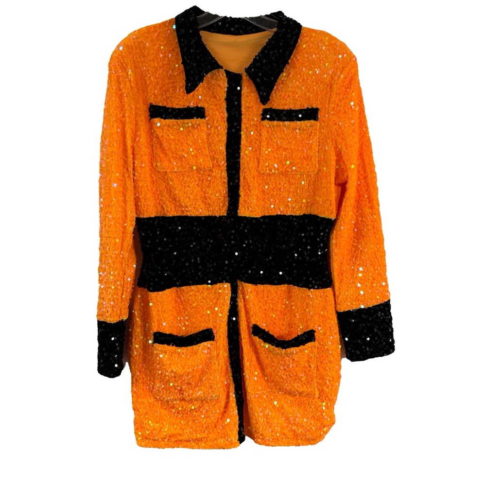 Stretch Velvet Color Block Sequins Mini Dress size XXL